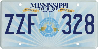 MS license plate ZZF328