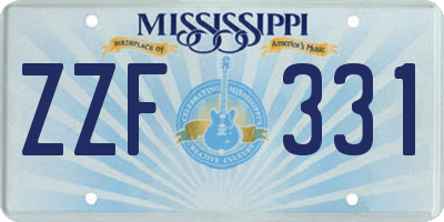 MS license plate ZZF331