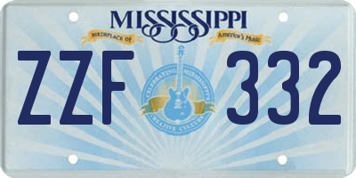 MS license plate ZZF332