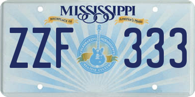 MS license plate ZZF333