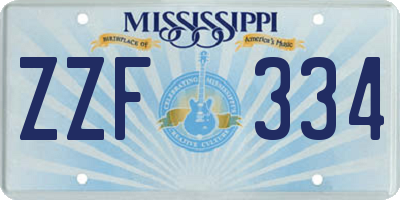 MS license plate ZZF334