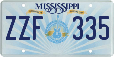 MS license plate ZZF335