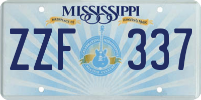 MS license plate ZZF337