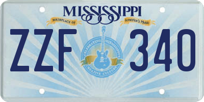 MS license plate ZZF340