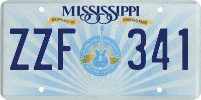 MS license plate ZZF341