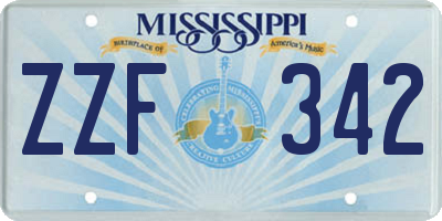 MS license plate ZZF342