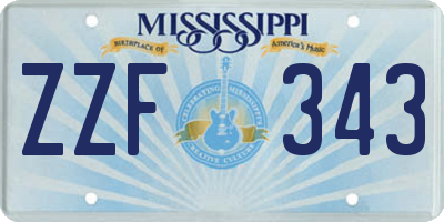 MS license plate ZZF343