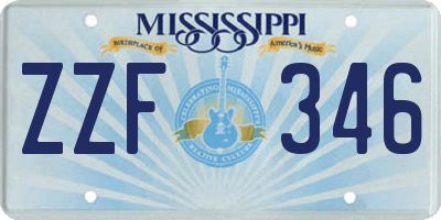 MS license plate ZZF346