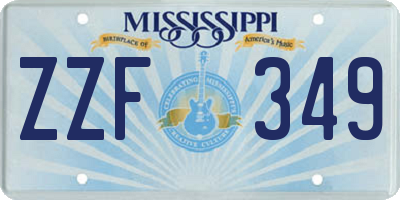 MS license plate ZZF349