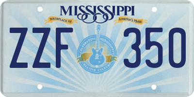 MS license plate ZZF350