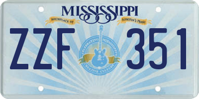 MS license plate ZZF351