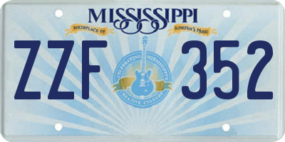 MS license plate ZZF352