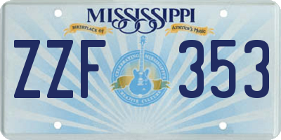 MS license plate ZZF353