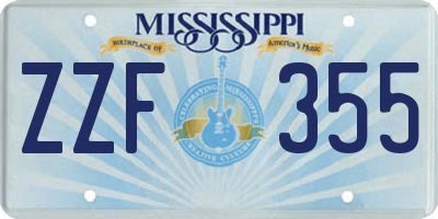 MS license plate ZZF355