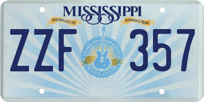 MS license plate ZZF357