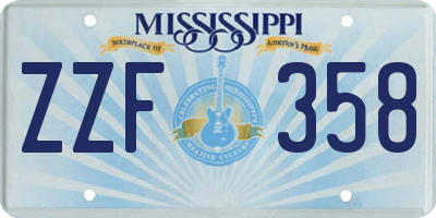 MS license plate ZZF358