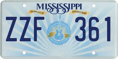 MS license plate ZZF361