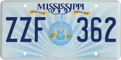 MS license plate ZZF362