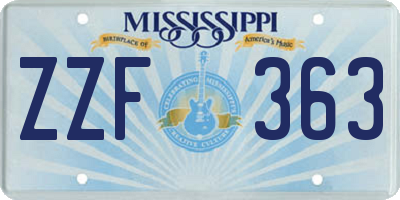 MS license plate ZZF363