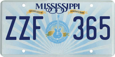 MS license plate ZZF365