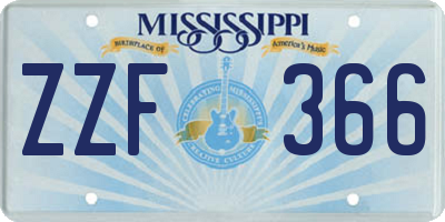 MS license plate ZZF366