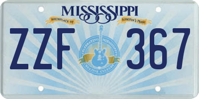 MS license plate ZZF367