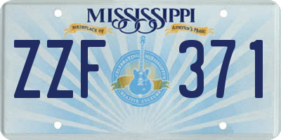 MS license plate ZZF371