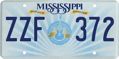 MS license plate ZZF372