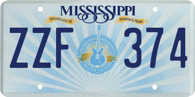 MS license plate ZZF374