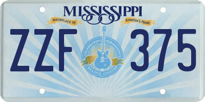 MS license plate ZZF375