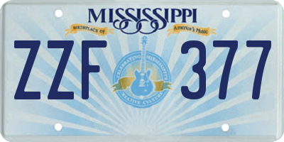 MS license plate ZZF377