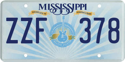 MS license plate ZZF378