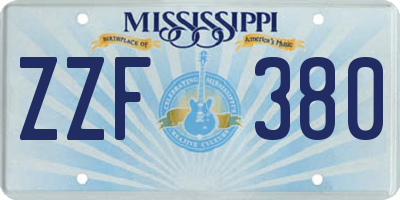 MS license plate ZZF380