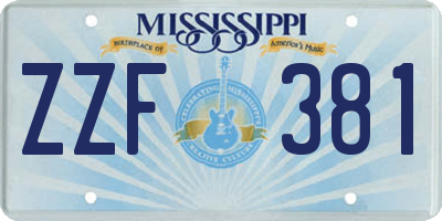 MS license plate ZZF381