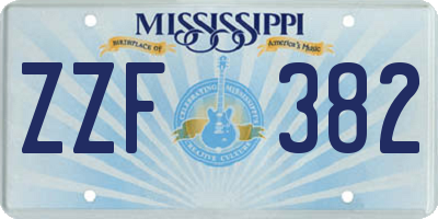 MS license plate ZZF382