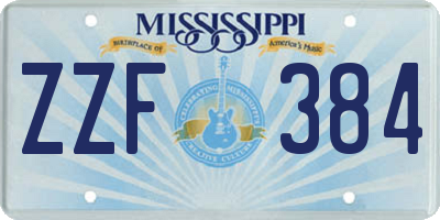 MS license plate ZZF384