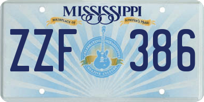 MS license plate ZZF386