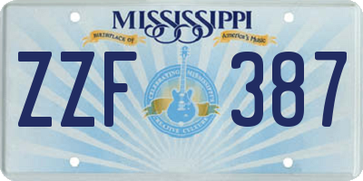 MS license plate ZZF387