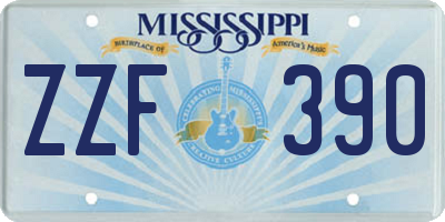 MS license plate ZZF390