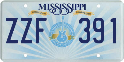 MS license plate ZZF391