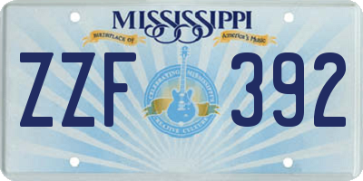 MS license plate ZZF392