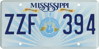 MS license plate ZZF394