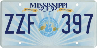 MS license plate ZZF397