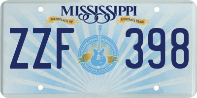 MS license plate ZZF398