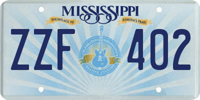 MS license plate ZZF402