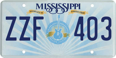 MS license plate ZZF403