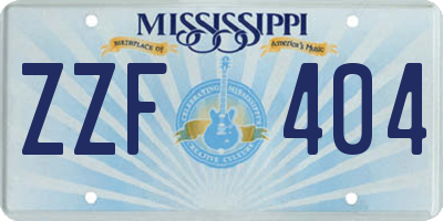 MS license plate ZZF404