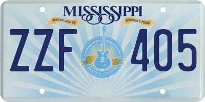 MS license plate ZZF405