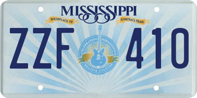 MS license plate ZZF410