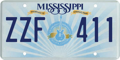 MS license plate ZZF411